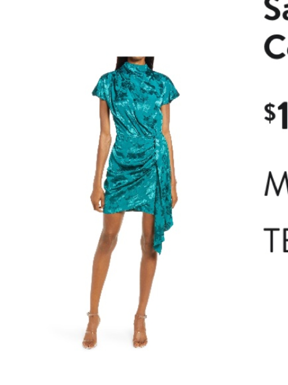 SAYLOR Teal Cindylou Satin Jacquard Cocktail Dress